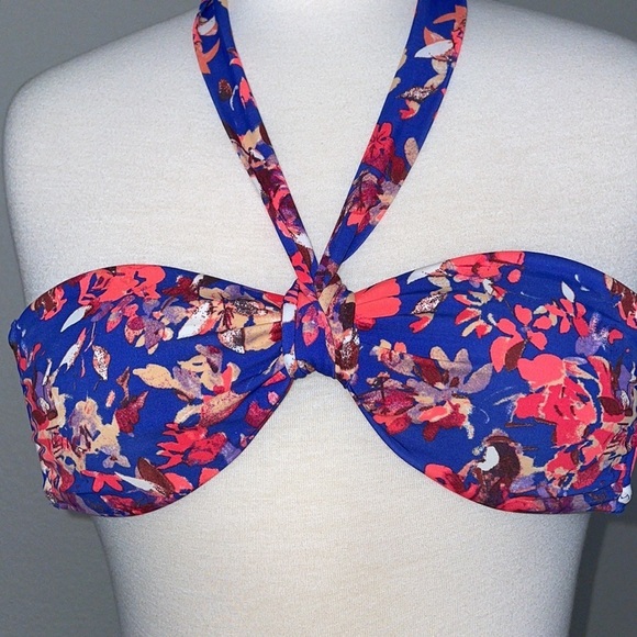 H&M floral blue and pink halter/strapless bathing suit bikini top in women’s 4 - Picture 3 of 7